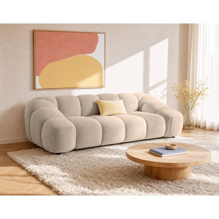 Ava - canapé 3 places en velours texturé - Beige
