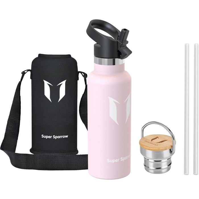 Gourde Isotherme - Bouteille Isotherme -500ml- Étanche Sport Gourde INOX Bouche Standard - Gourde Enfant sans BPA- Pour Plein Air