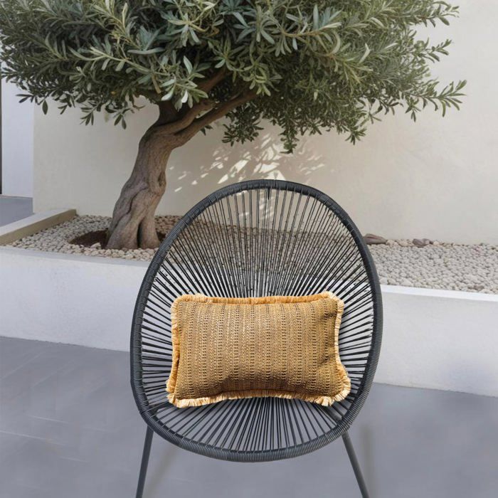 Housse de Coussin Effet Raphia Uni 30x50 - (Housse Seule - Style Bohème)