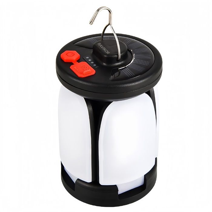 Lampe camping - RAVIKO - 14x8 1x8 1cm batterie longue durée extérieur solaire rechargeable crochet lumière ambiance étanche portable