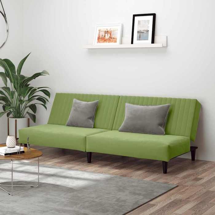 Sofa intérieure moderne vidaXL Canapé-lit à 2 places vert clair velours(13694）