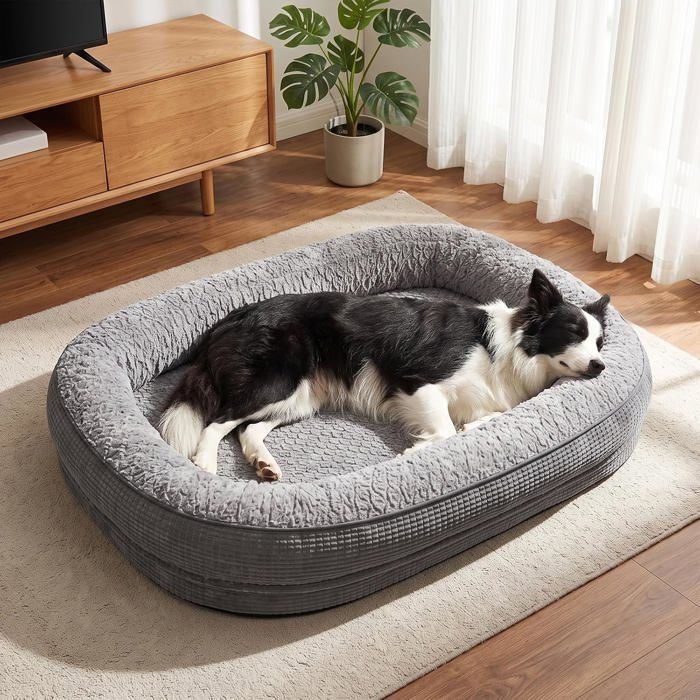 Panier orthopédique pour grand chien - mousse à mémoire housse amovible imperméable 89 x 63 x 18 cm