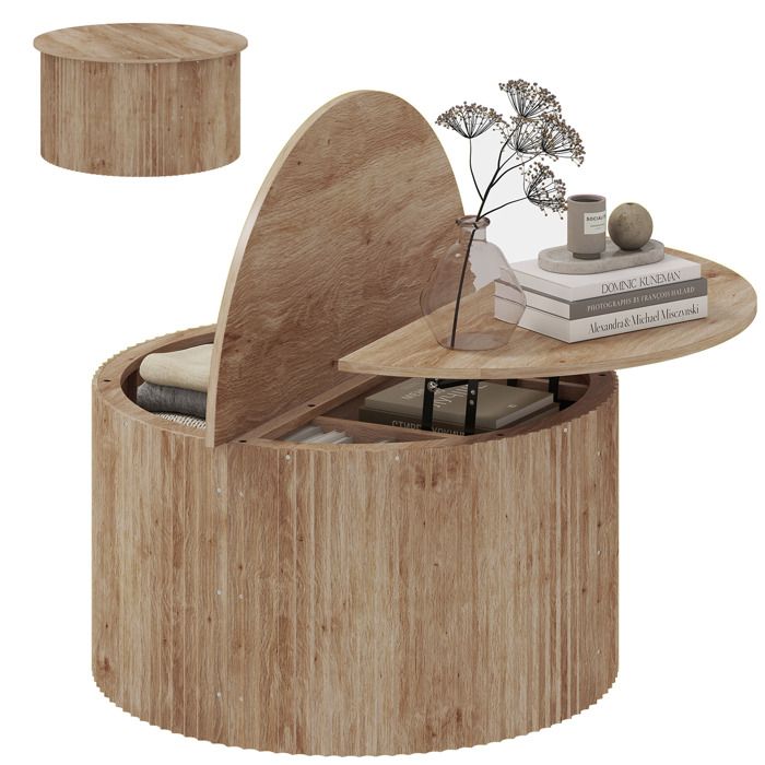Table basse relevable - HOMCOM - plateau à fermeture douce - rangements cachés - bois - 80 x 80 x 42 cm - bois naturel Table basse relevable - HOMCOM - plateau à fermeture douce - rangements cachés - bois - 80 x 80 x 42 cm - bois naturel