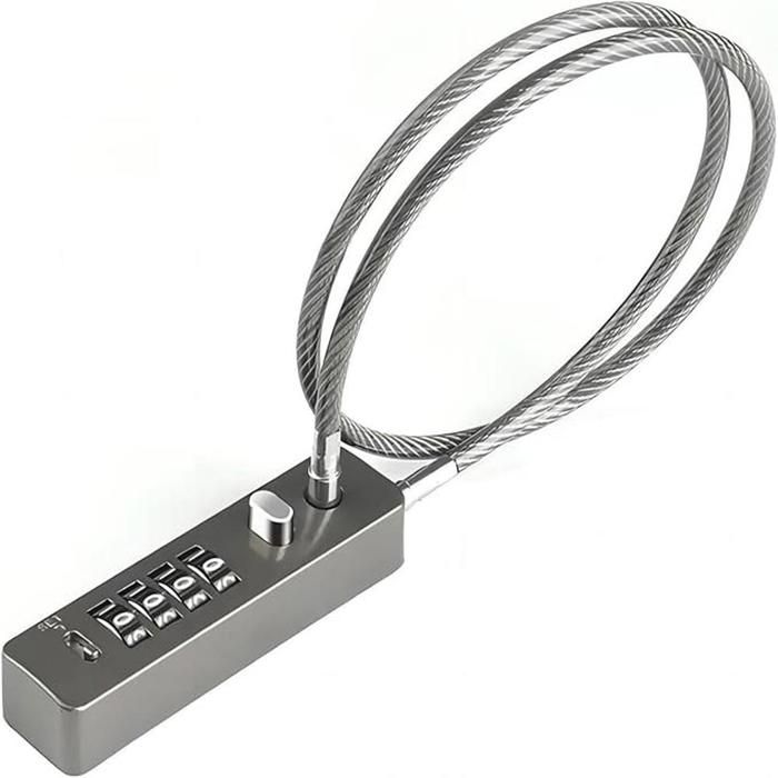 Câble antivol à combinaison câble en acier de 60 cm (23-3/5 pouces) cadenas à combinaison à 4 chiffres avec code réinitialisable