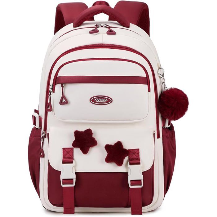XJYDNCG Cartable Fille Primaire - Imperméable Léger Grande Capacité - 45x31x16cm - Rouge