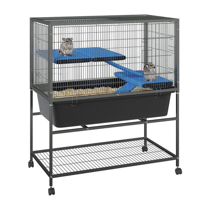 Cage furet 40 5in 2 niveaux métal roues