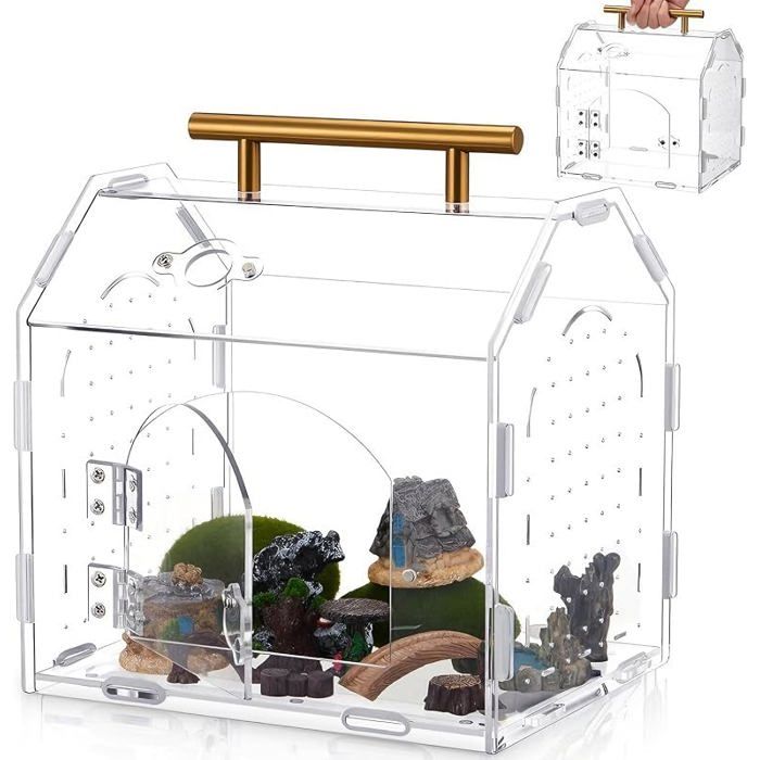 Vivarium en acrylique pour araignée sauteuse 22 6 x 13 9 x 17 5 cm terrarium en acrylique transparent boîte de bricoge PERCHOIR