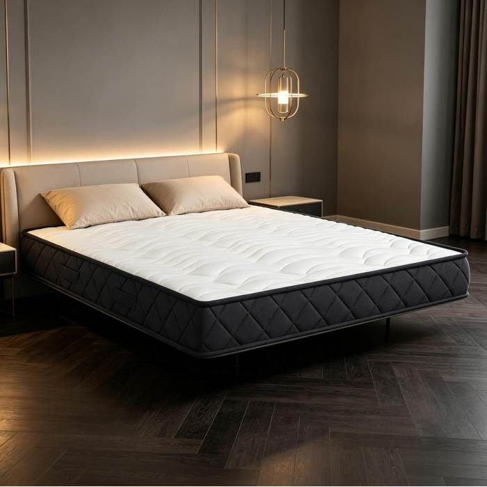Matelas 140x190cm En Mousse Blanc Et Gris Matelas Memoire De Forme FloraGrace Pour Chambre 2 Places Sans Montage 140x190x20cm