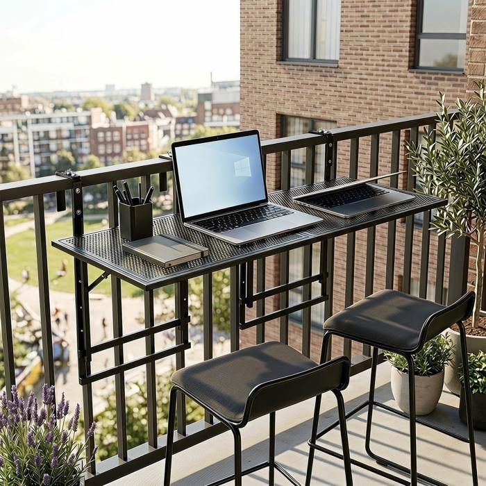 Table de balcon 48 réglable en hauteur lot de 2 pour patio et terrasse