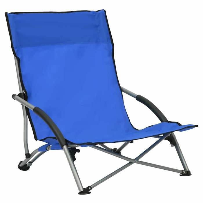 BONNE&1348 Chaises de plage pliables lot de 2 Bleu Tissu(VIDAXL)