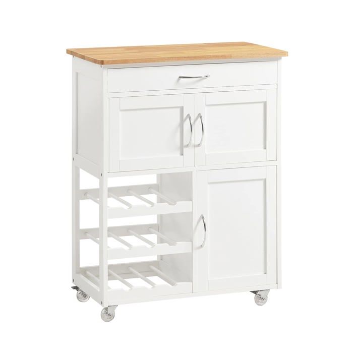 Meuble Cuisine à roulettes avec Plan de Travail Desserte Cuisine avec tiroirs Range-Bouteilles îlot Cent PETIT MEUBLE DE RANGEMENT