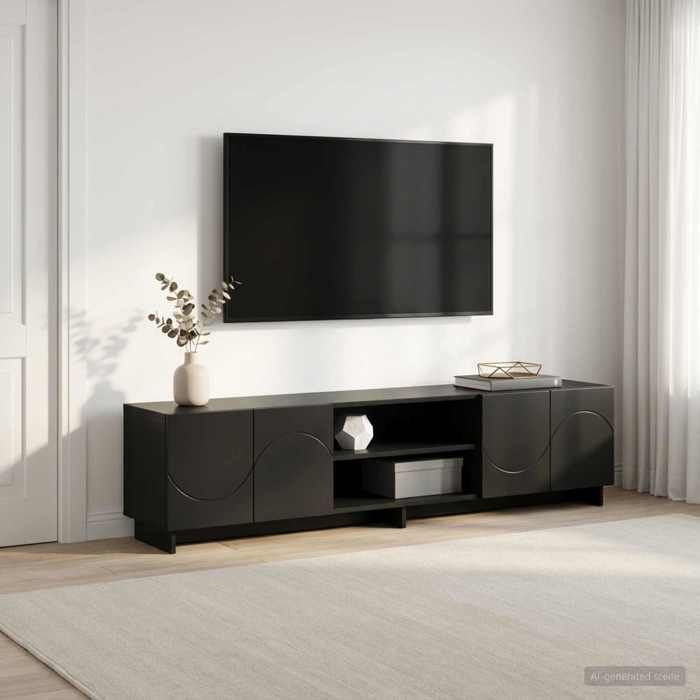 vidaXL Meuble TV 180 x 34 5 x 40 cm Noir Bois dingénierie 8011496