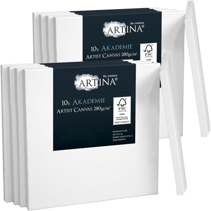 Toile /à peindre 18x24 cm Ch/âssis entoil/é Appr/êt/ée 3 fois Qualit/é fine Artina Professionel 350g//m/²
