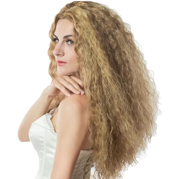 perruque blonde longue bouclée