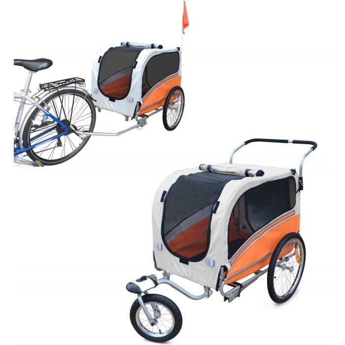 transport pour chiens - papilioshop remorque à vélo poussette chien animaux (orange large)