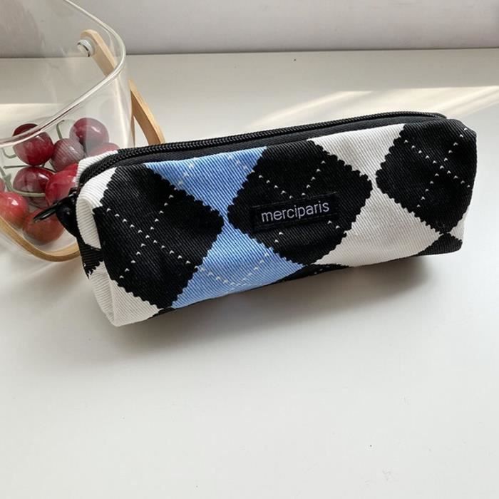 Trousse à Stylos Double Coque Imprimé Loups - 2 Compartiments Zippés - Tissu Oxford - Pour école, Bureau, Voyage