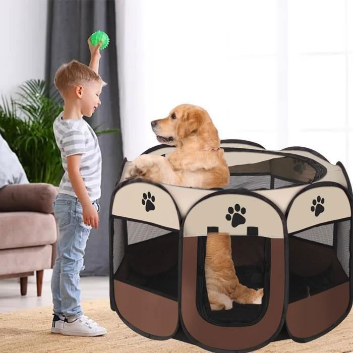 Tente pour Animaux de Compagnie - Tente Octogonale Oxford - Idéale pour Chats et Chiens - 72cm * 45cm - Marron