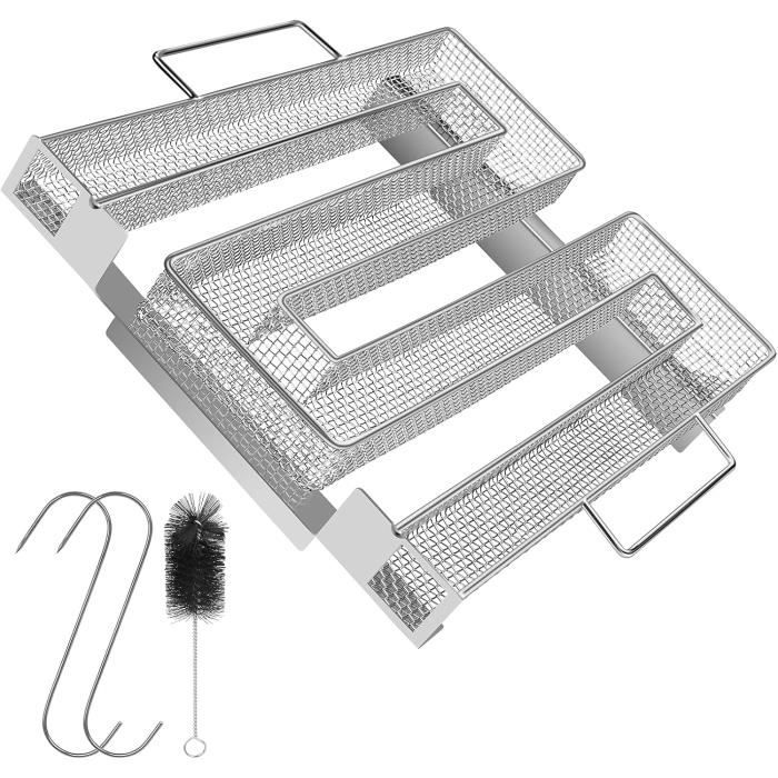 Générateur De Fumée Froide En Acier Inoxydable - Pour Fumoir, Barbecue, Grill - Avec 4 Crochets Et 2 Brosses - 4