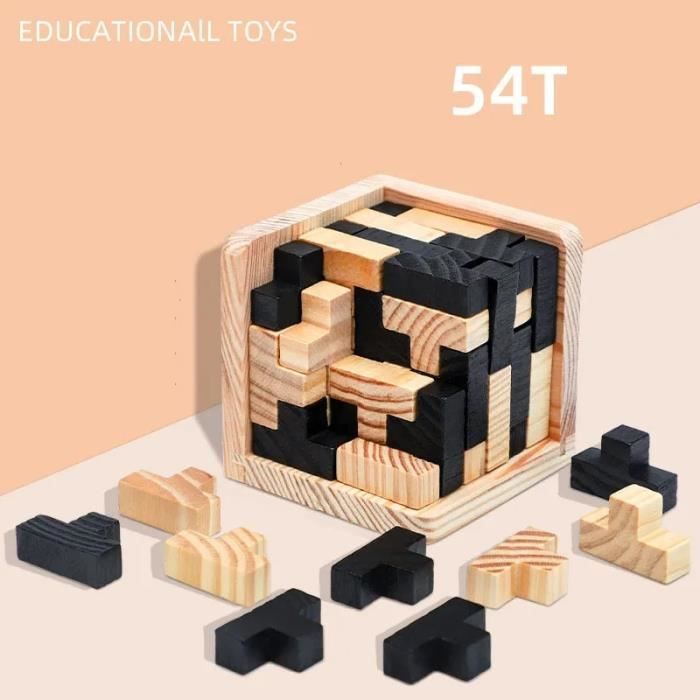 Puzzle Cube en Bois 3D Créatif Ming Luban pour Enfant,Jouet d