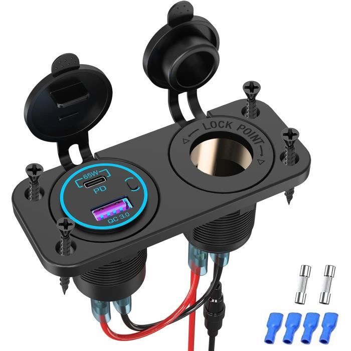 Chargeur Allume-cigare USB Double Port 12V/24V - 1A + 2.1A - Pour Voiture, Camping-car, Bateau - 11