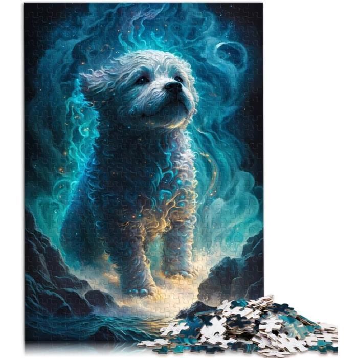 Décoration Noël Bichon Frisé - Boîte Cadeau Rouge - Résine Peinte Main - 7,6 Cm
