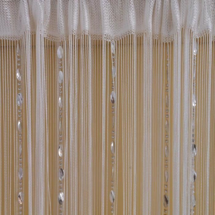 Rideau De Porte à Perles 90x200 Cm Beige - 52 Brins Style Bohème Bambou
