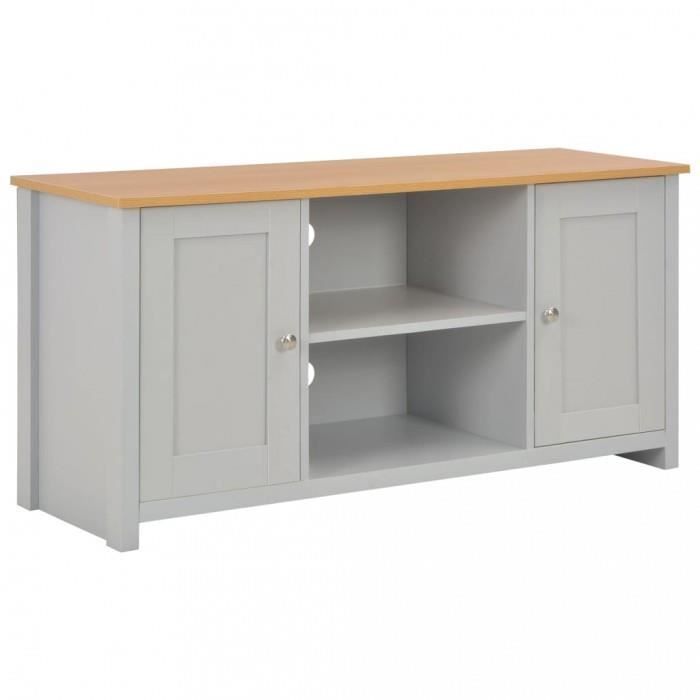 Meuble TV Gris - P124 - Porte(s) - Contemporain - Bois - Panneaux de particules - 120 x 39 x 58 cm