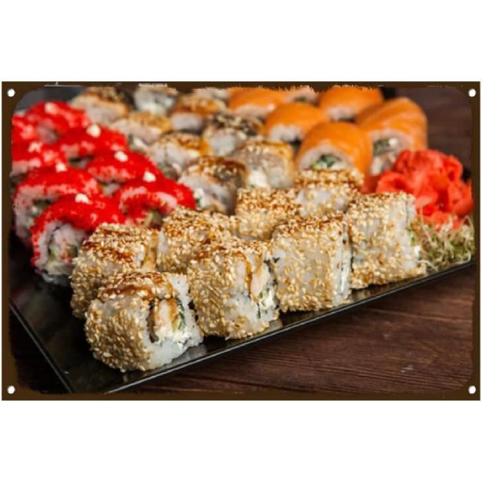 Plaques en métal Vintage Modèle de Cuisine Japonaise,Art Mural