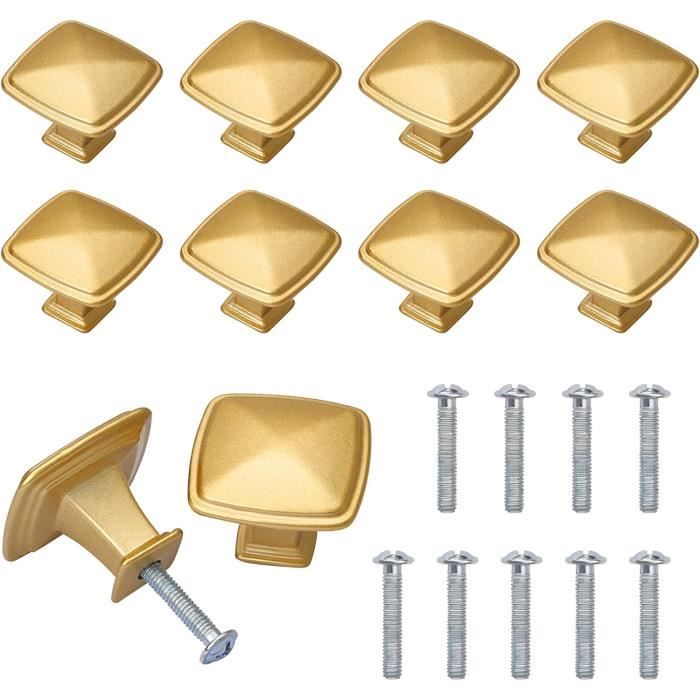 Rnemitery - Lot de 10 boutons de meuble en laiton brossé - Hexagone 34 Rnemitery - Lot de 10 boutons de meuble en laiton brossé - Hexagone 34