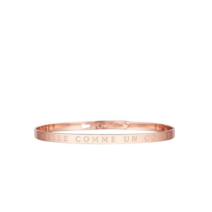 Bracelet - ATELIER MESSAGES - BELLE COMME UN COEUR - Jonc rosé - 4 mm - Ajustable 6.2 mm