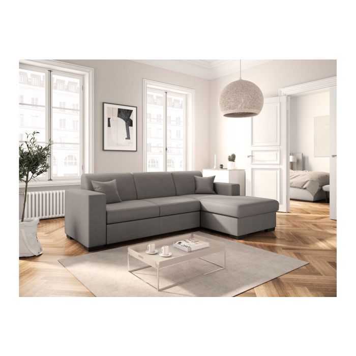 Canap&eacute; d'angle droit Caribi convertible Gris clair
