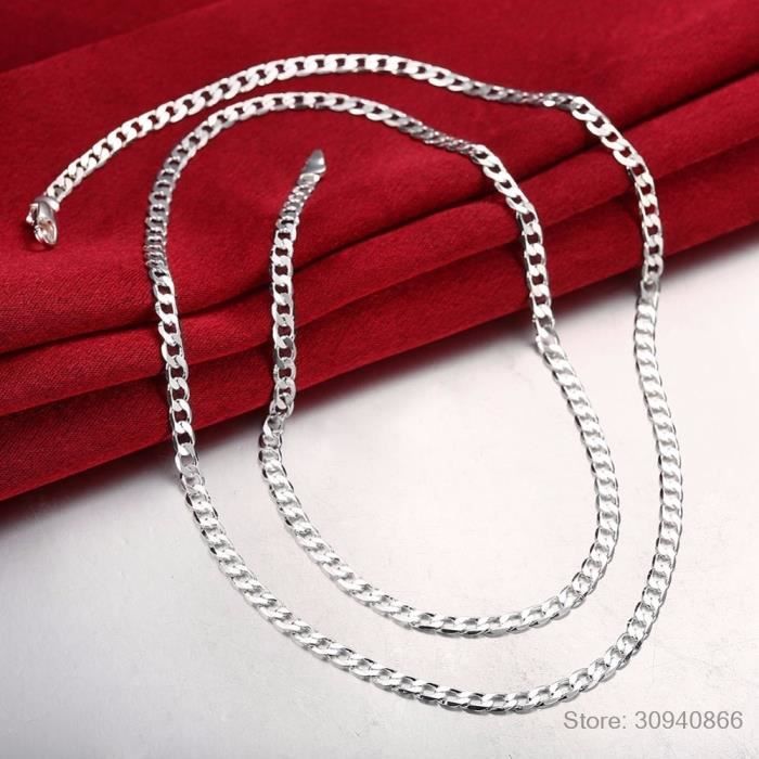Argent sterling 925 qualité flat curb chaîne collier sautoir 16" 41 cm épaisseur 1 mm