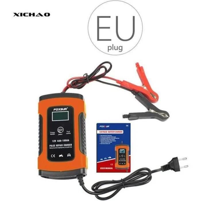 EU Chargeur de Batterie 12V 6A Automatique Intelligent pour Auto Moto Voiture 