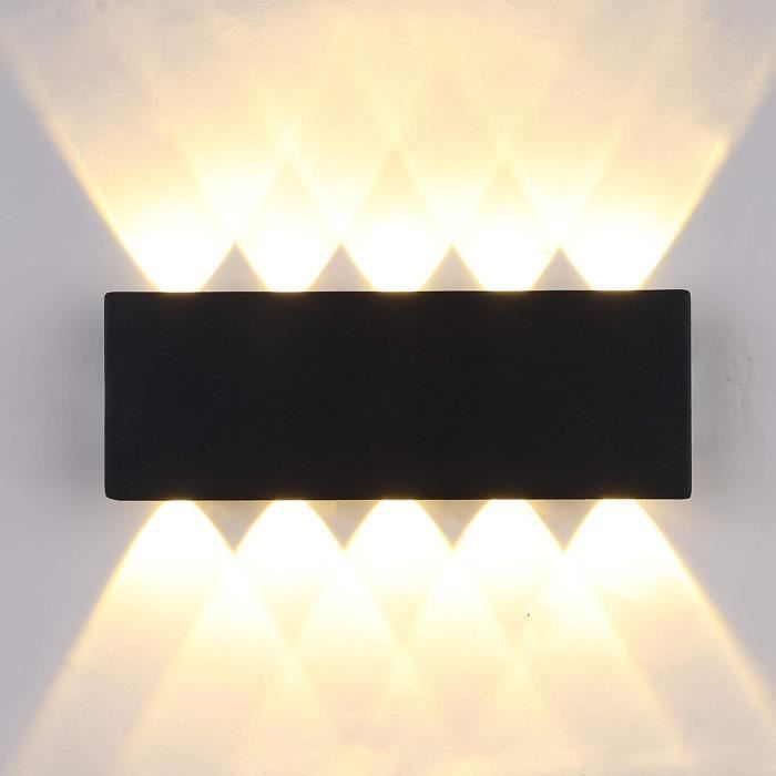 Lightess Applique Murale Intérieur LED 10W Moderne En Aluminium Up Down Lumière Réglable 120°Eclairage Extérieur Étanche IP65 Pour Chambre Escalier Terrasse Patio Blanc Chaud Classe énergétique A++ 