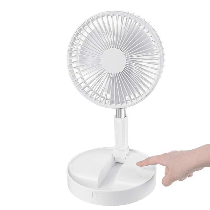 Ventilateur rétractable sans fil 35 / 101cm pliable * 4 vitesses * chargement USB * silencieux * blanc