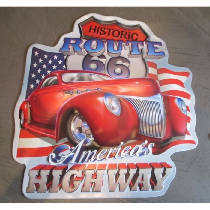 Designart Rouge vintage Voiture classique Décoration murale en métal – Mt2653 Système, Red, 48x28
