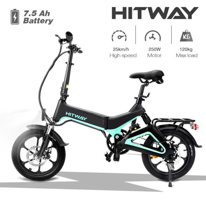 Hitway Vélo Électrique, E-Bike 16“, Trottinette Batterie amovible7.5Ah, 3  modes de vitesse