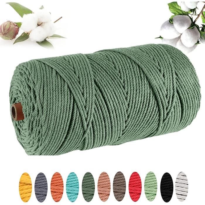 Corde macramé, Ficelle Jute Coton 3mm x 100m, Corde en Macramé Naturel