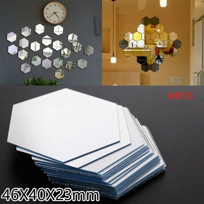 Miroir Décoratif Hexagonal En Acrylique - 35cm, Résistant Aux éclats, Pour Mur Salon/salle De Bain