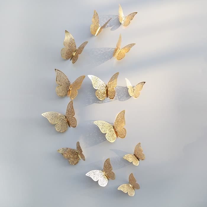 D coration Murale Autocollant Mural Papillon 3D Ajour 12 Pi ces pour d-coration-murale-autocollant-mural-papillon-3d-ajour-12-pi-ces-pour