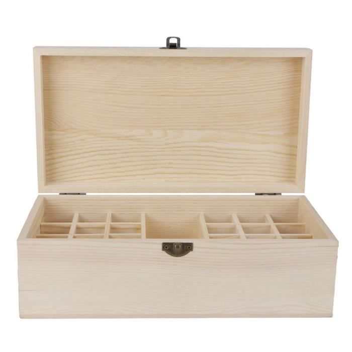 Coffret En Bois Rangement Huiles Essentielles - 80 Cases - Dimensions 35,5x28x9,5 Cm - Pour Vernis, Cosmétiques