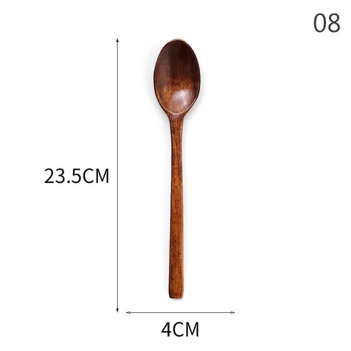 Lot De 2 Cuillères En Bois Longue 20 Cm - Pour Miel, Café, Thé, Soupe, Cuisine, Manche Long, Bois Naturel