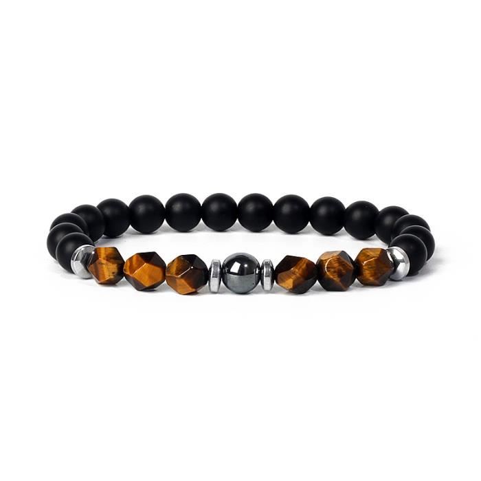 Bracelet Œil De Tigre Pour Homme - Bracelet Cuir Tressé Multicouche Avec Fermeture Magnétique - Cadeau Élégant Homme Femme