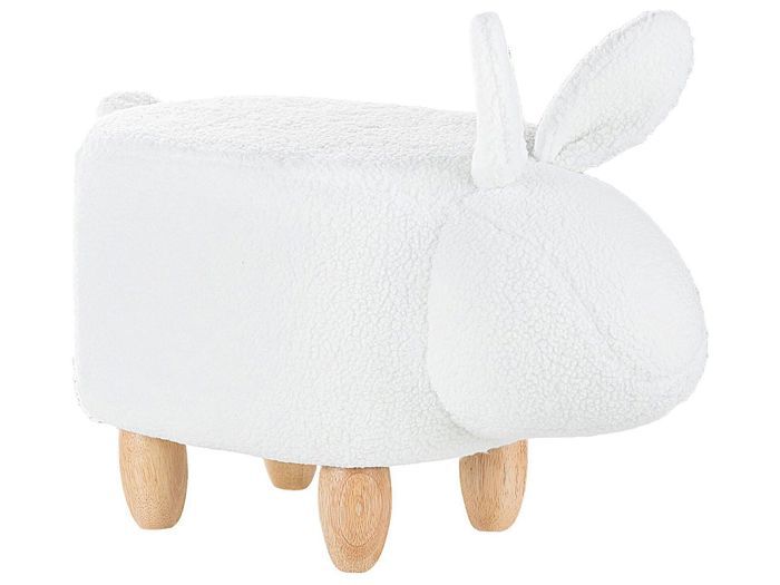 beliani - tabouret enfant en tissu peluche blanc bunny