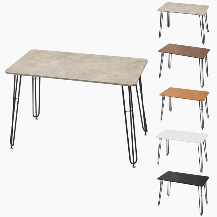 BELFOYER Table à manger Scandinave 110x60x75cm - Table avec 4 pieds en fer - Carré - Gris Foncé