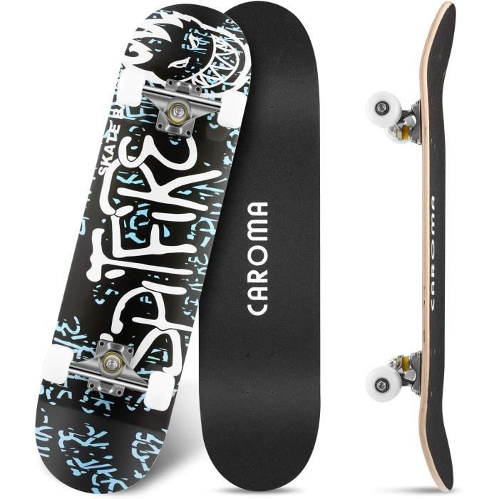 Skateboard pour Enfants Planche à roulettes en Bois Mini Planche à  roulettes pour garçon Fille 4 5 6 7 8 Ans Taille 43x13 cm n 4 Roues  silencieuses Jeu Jouet intérieur extérieur