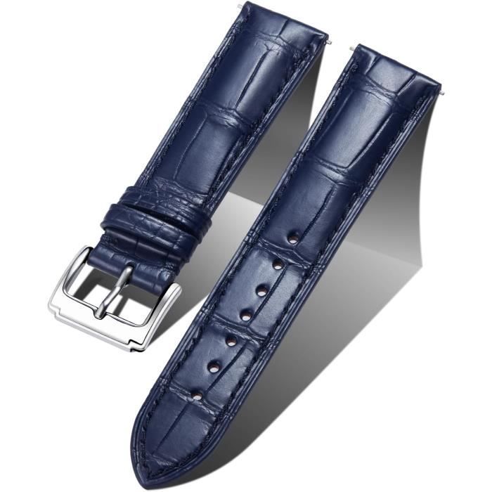 Authentique Breguet Véritable Crocodile Noir Bracelet Montre Cuir 19