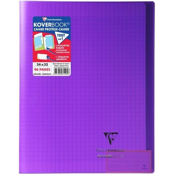 Cahier - 24x32(cm) - Grands carreaux - 96 pages - couverture en polypro -  sans spirale - Clairefontaine - Cdiscount Beaux-Arts et Loisirs créatifs