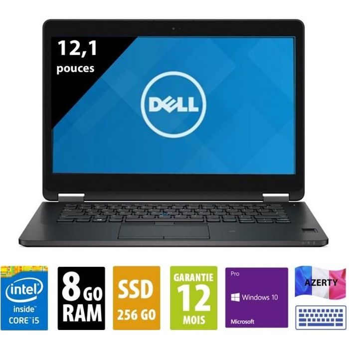 PC Portable – Dell Latitude E7270 – 12  Core i5 – 8Go RAM – 256Go SSD – Windows 10 Pro – Reconditionné Etat Correct