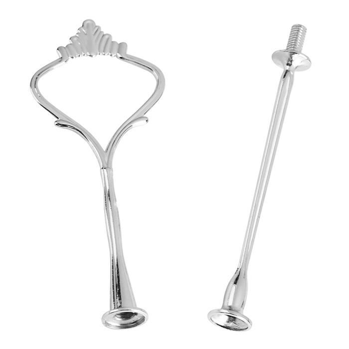 Relaxdays Plateau Service 3 Niveaux Bambou – Présentoir Gâteaux, Snacks, Poignée Métal, 36x28 Cm